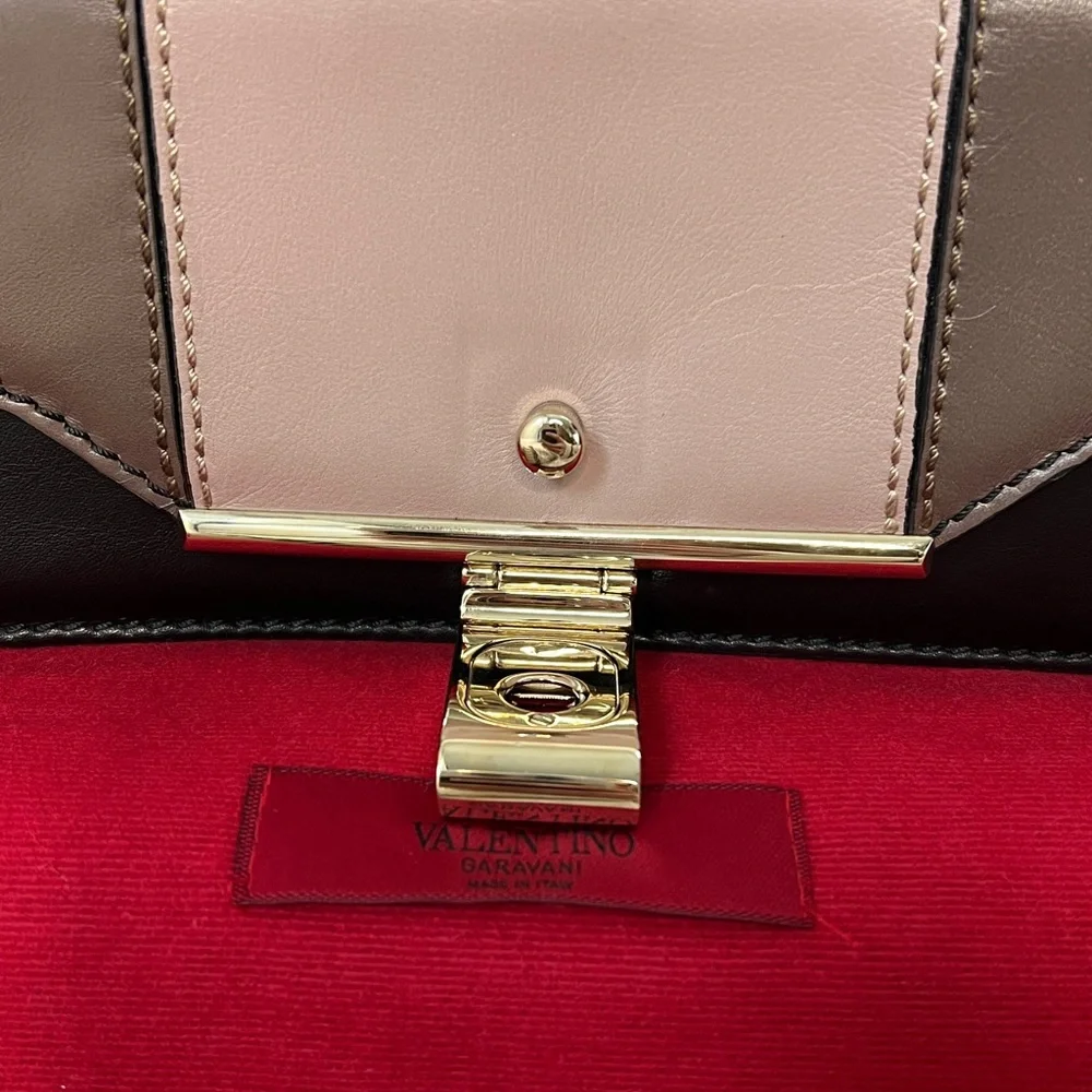 Valentino Garavani Colorblock Leather Shoulder Bag / Clutch w/ Box Dust Bag Tags